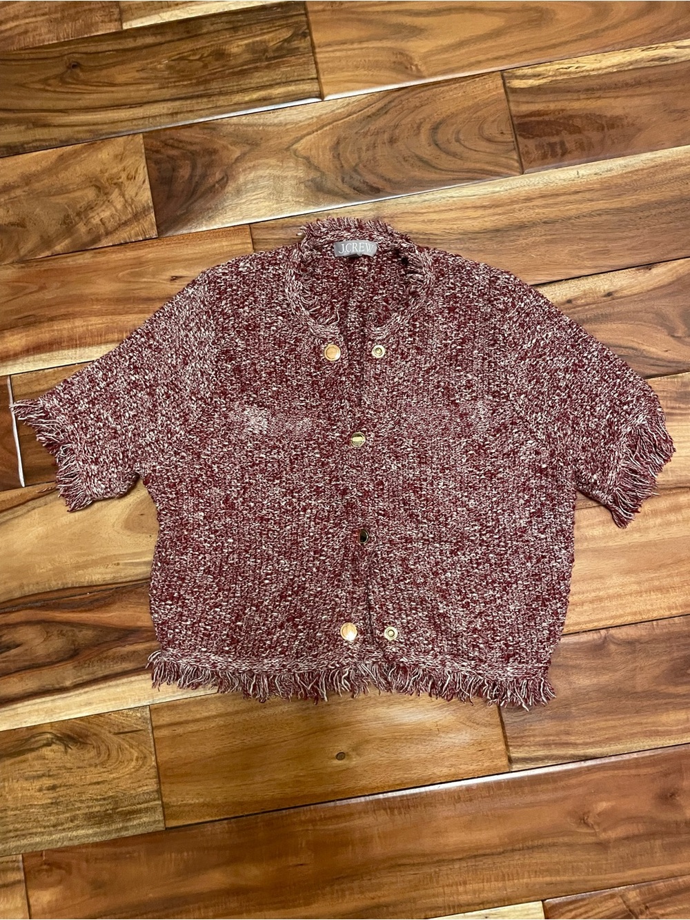 J. Crew cropped fringe-trim lady jacket/ Cardigan